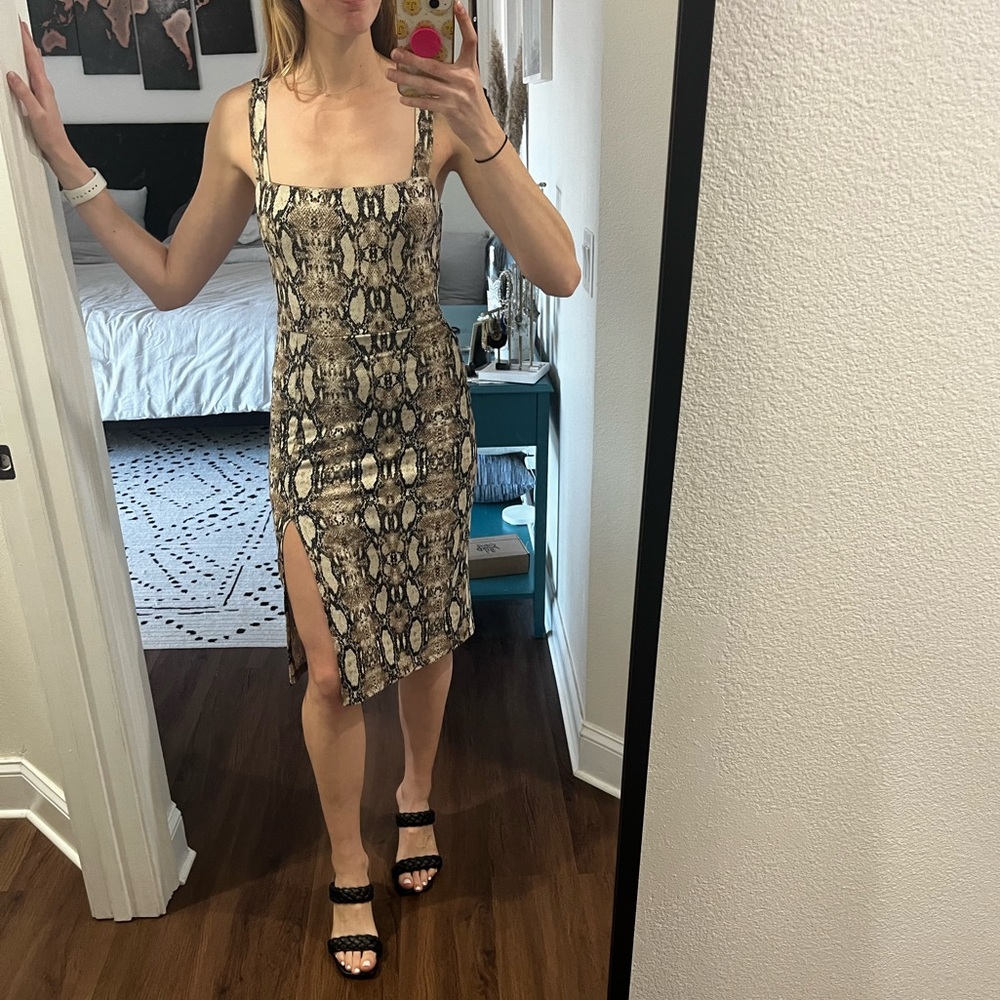 Snake print midi dress